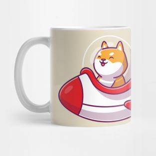 Cute Shiba Inu Riding Rocket Mug